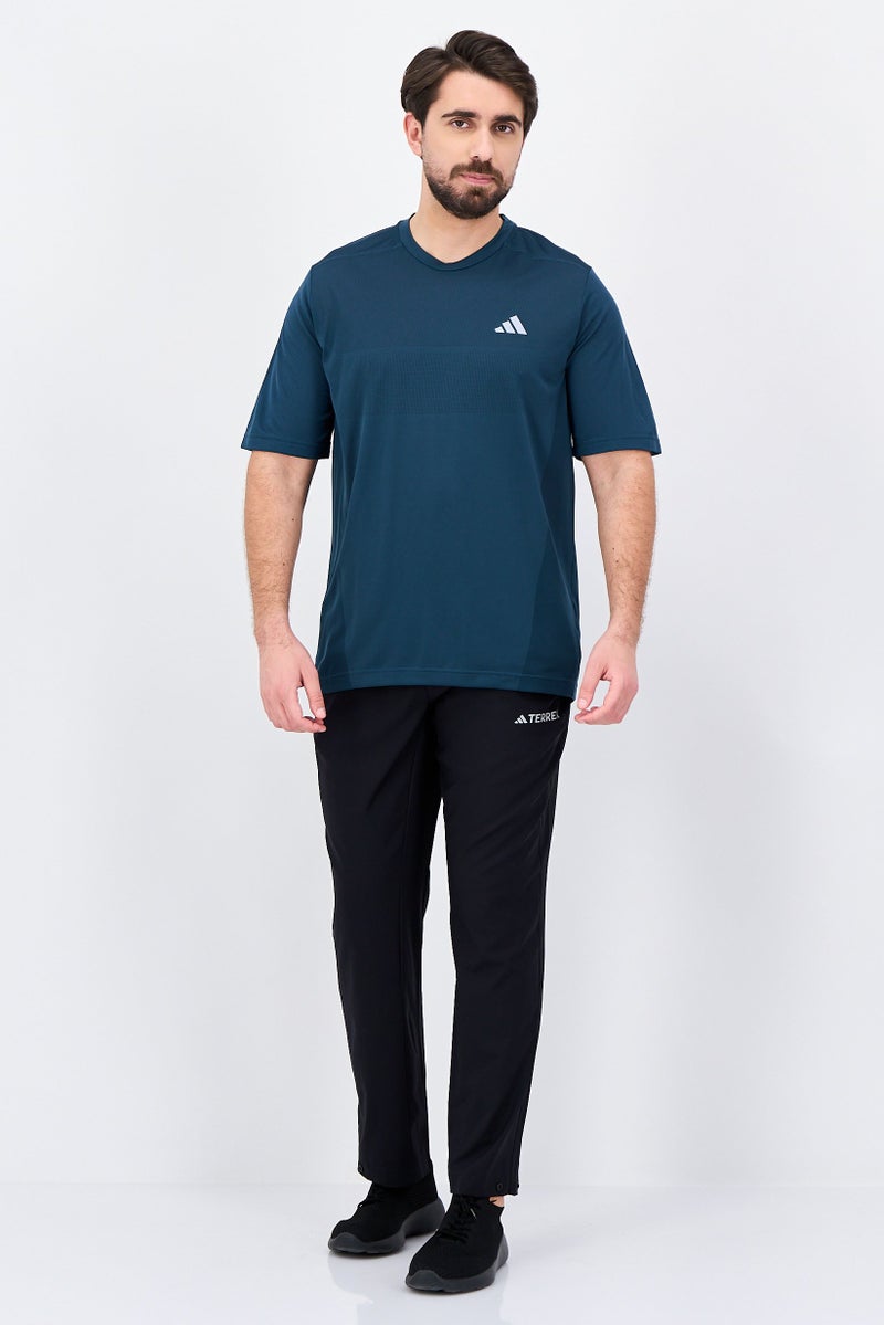 Adidas Men Sportswear Fit Short Sleeve Running T-Shirts, Dark Green - Image 4